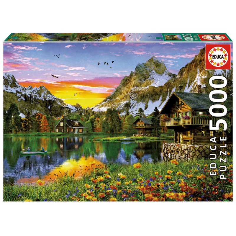 Painting Alpine Lake Como Barbarossa Puzzle 500/1000/1500/2000/3000/4000/5000/6000 Adult Children's Educational Toy Gift Game Puzzle 1016 Color : A, Size : 5000 Pieces