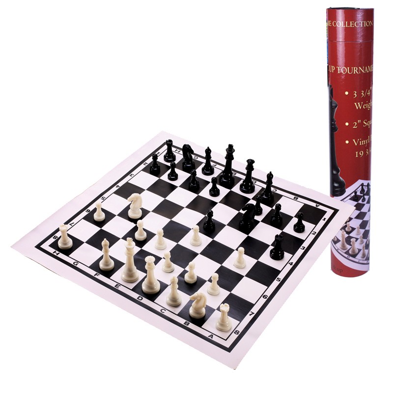 Filled Chess Pieces and Black Roll-Up Details about   Games Best Value Tournament Chess Set 
